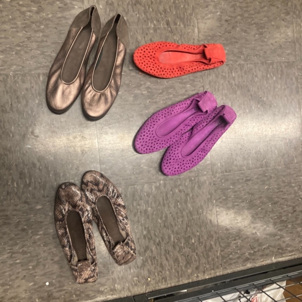 Arche 3 pairs Stylish Women's Ballet Flats - Red, Purple, and Snake Print